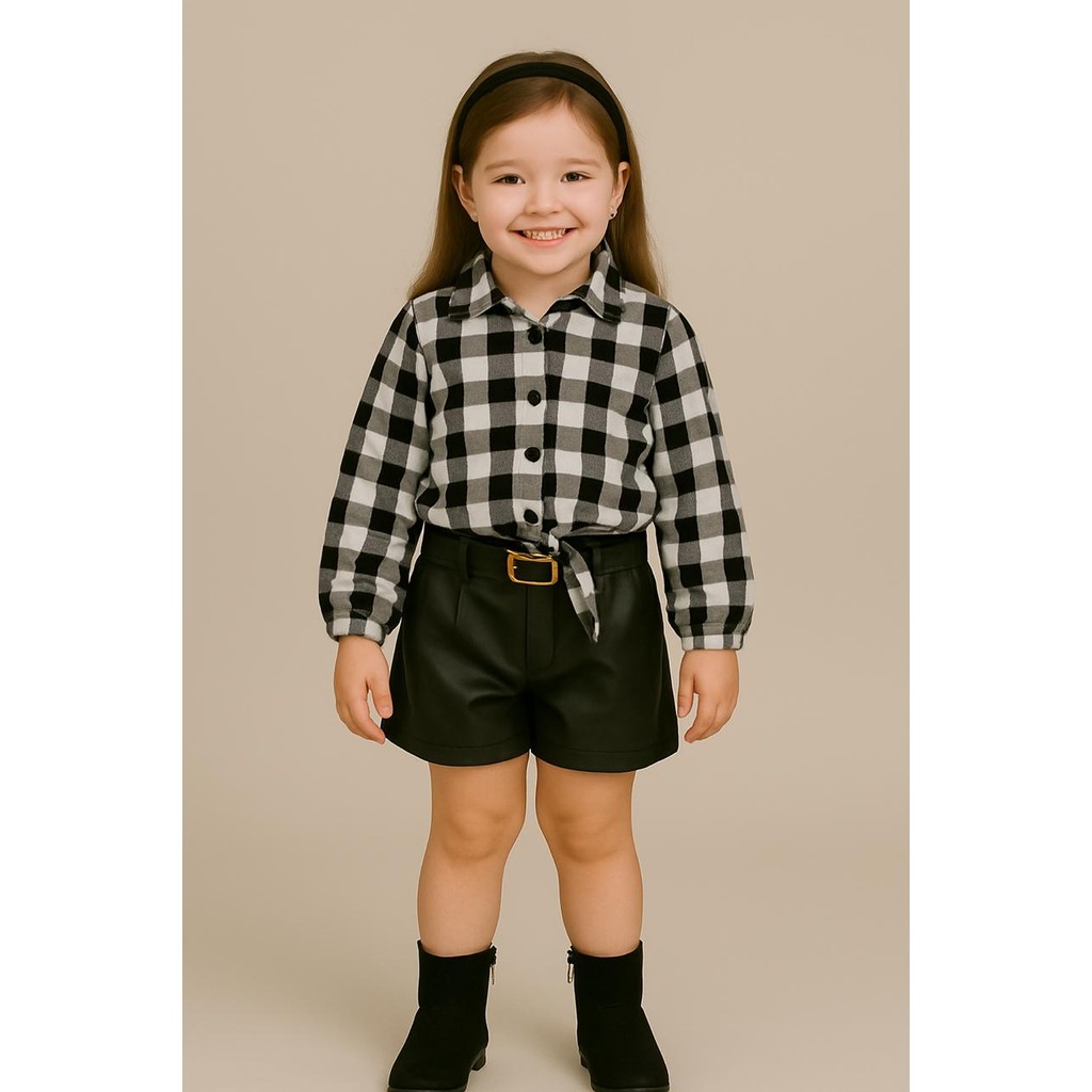 Roupa Infantil Camisa Xadrez Short Courino Junino Country São João Junina Meninas Blogueirinha Boiadeira Ana Castela