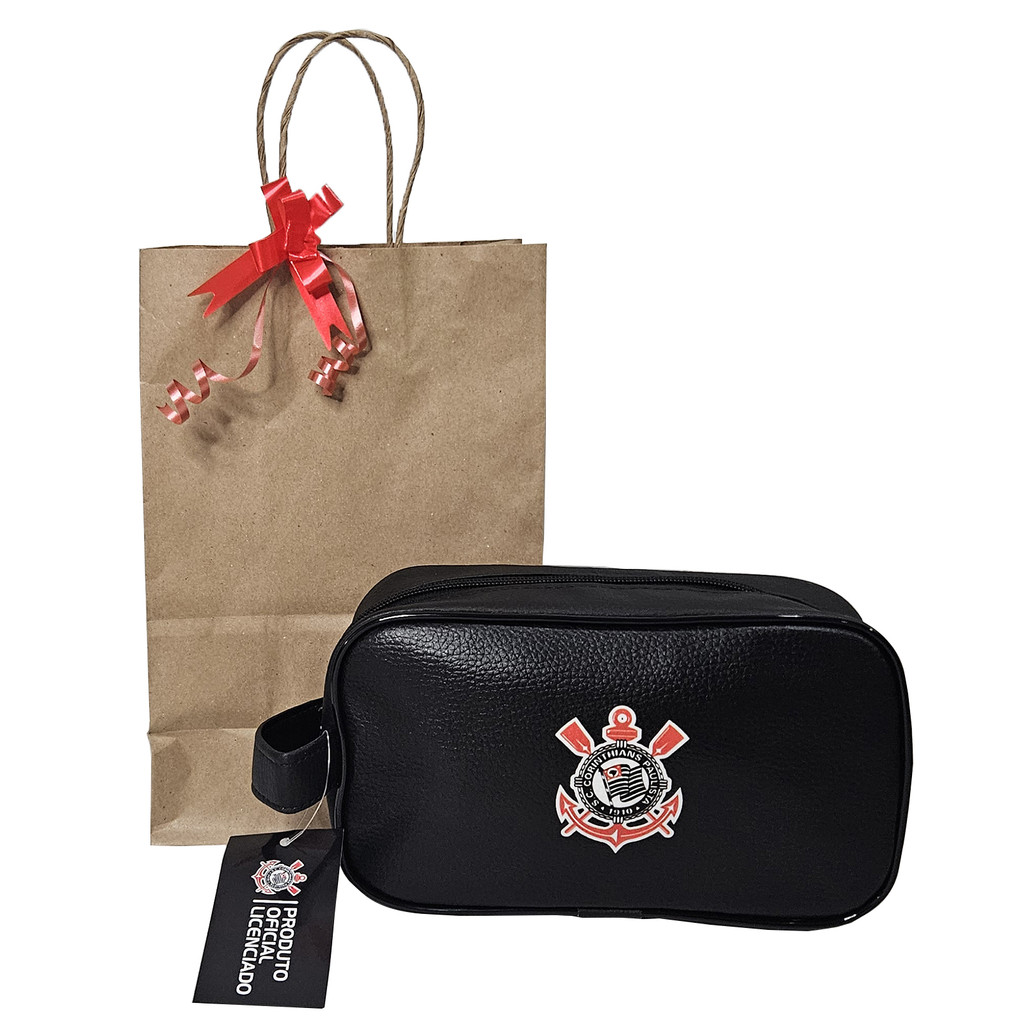 Necessaire Presente do Corinthians Bolsa de mão Com Sacola Licenciada e Oficial Timão