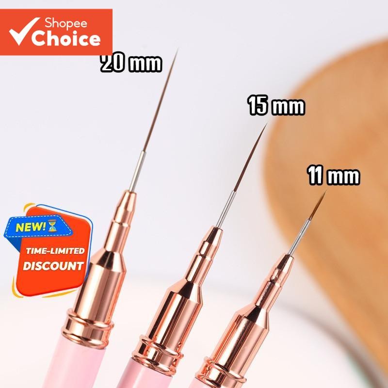 Conjunto de 3 peças de escova de unhas 11/15/20mm UV Manicure Gel Pintura Pincel de Manicu...