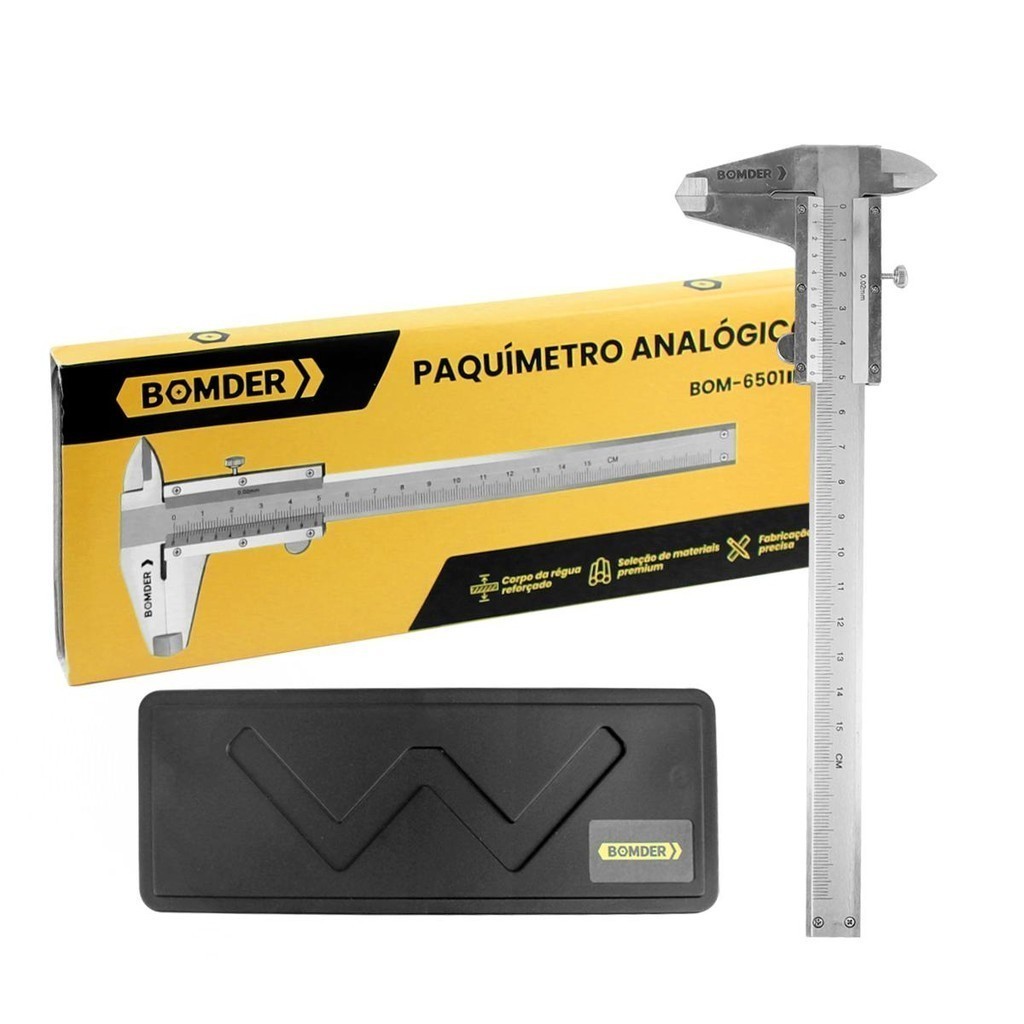 Paquímetro Manual Analógico Metálico 150mm Medição Ferramenta Universal Estojo
