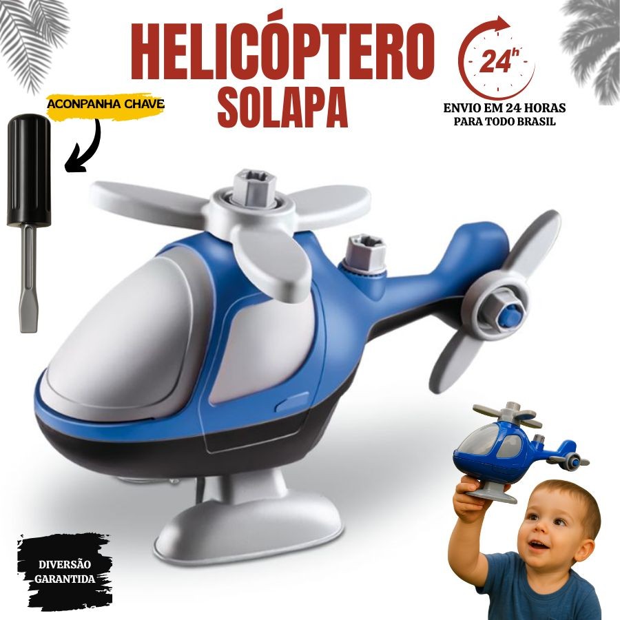 Brinquedo Menino Caminhão e Helicóptero Usual Brinquedos Caminhão Carroceria + Helicóptero