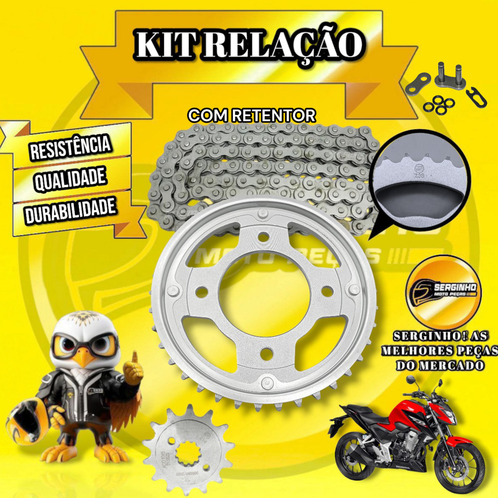 Kit Relação Honda Cb 300f Twister 2023 Á 2024 C/ Retentor