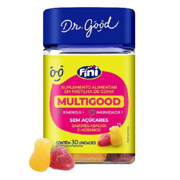 Dr Good Fini Multigood Sabor Abacaxi Morango 30 Gomas - Dr Good