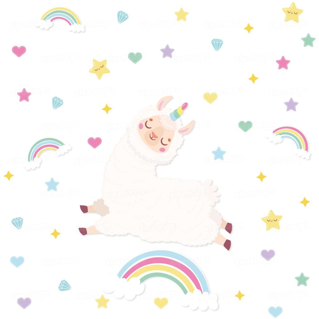 Adesivo Decorativo Lhama Lavável Seguro Criativo Quarto Infantil Bebê Menina Menino Fácil Aplicação