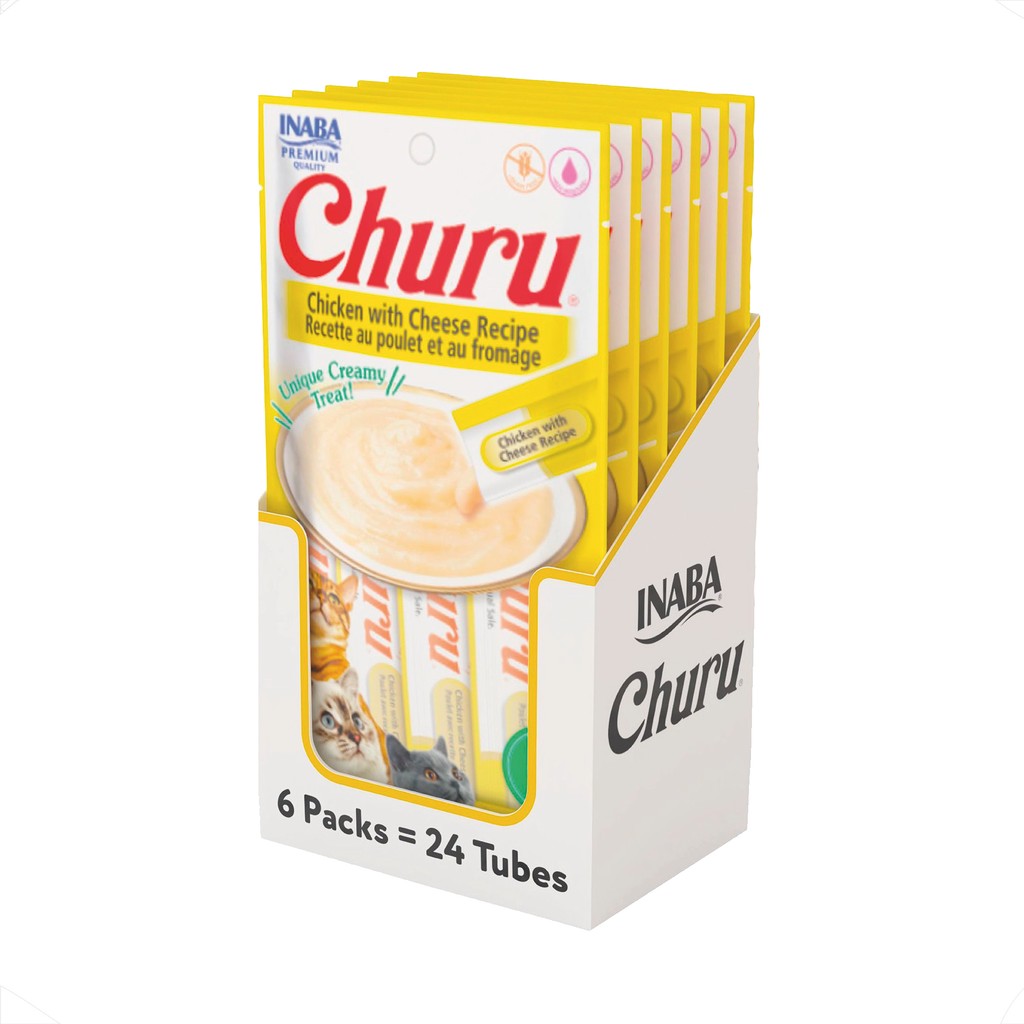 Petisco Gatos Churu Sabor Frango Queijo 24 Sachês - 336g