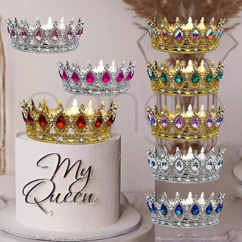 Colorido Pérola Diamante Coroa Bolo Decoração Menina Fada Sobremesa Festa Ornamento