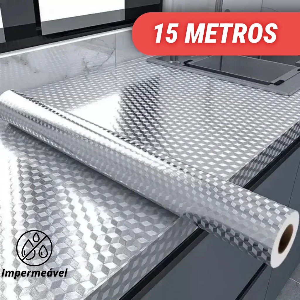 5/10/15 Metros Papel De Alumínio Rolo Adesivo 3D Prova Da Agua Para Cozinha Adesivo Impermeável em Oferta na Shopee