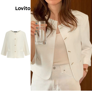 (Trendy) Lovito Blazer casual simples com botões para mulheres 102AD502 em Oferta na Shopee