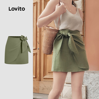Lovito Saias Boho Com Laço Primavera/verão Cinza Verde Saias Para Mulheres L134ED517 em Oferta na Shopee