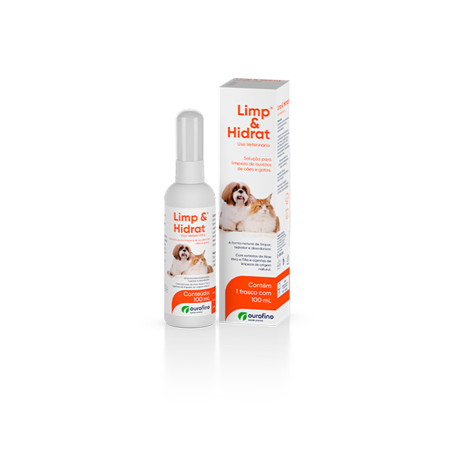 Limp E Hidrat Solução Limpeza De Ouvidos Cães Gatos 100ml