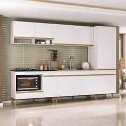 Cozinha Modulada Completa Compacta 5 Pçs com Balcão para Cooktop Veneza Multimóveis MP2270