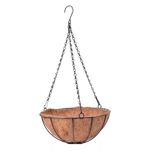 Vaso Pendurar 35cm Pendente Ferro Fibra Coco Jardim Decoração