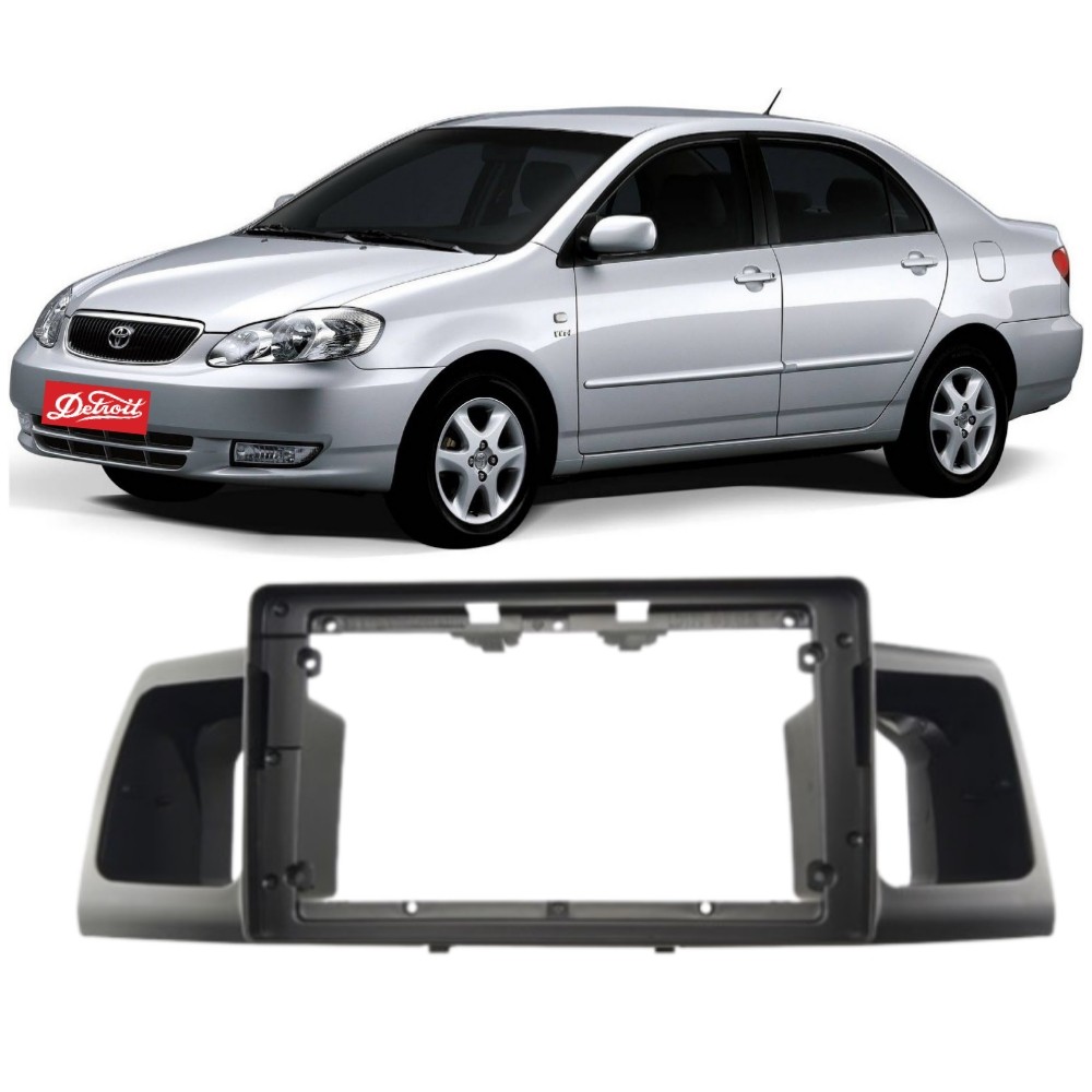 Moldura Painel Toyota Corolla 2003 a 2007 Ludovico 22.353TO-N 9 Polegadas 2DIN Preta