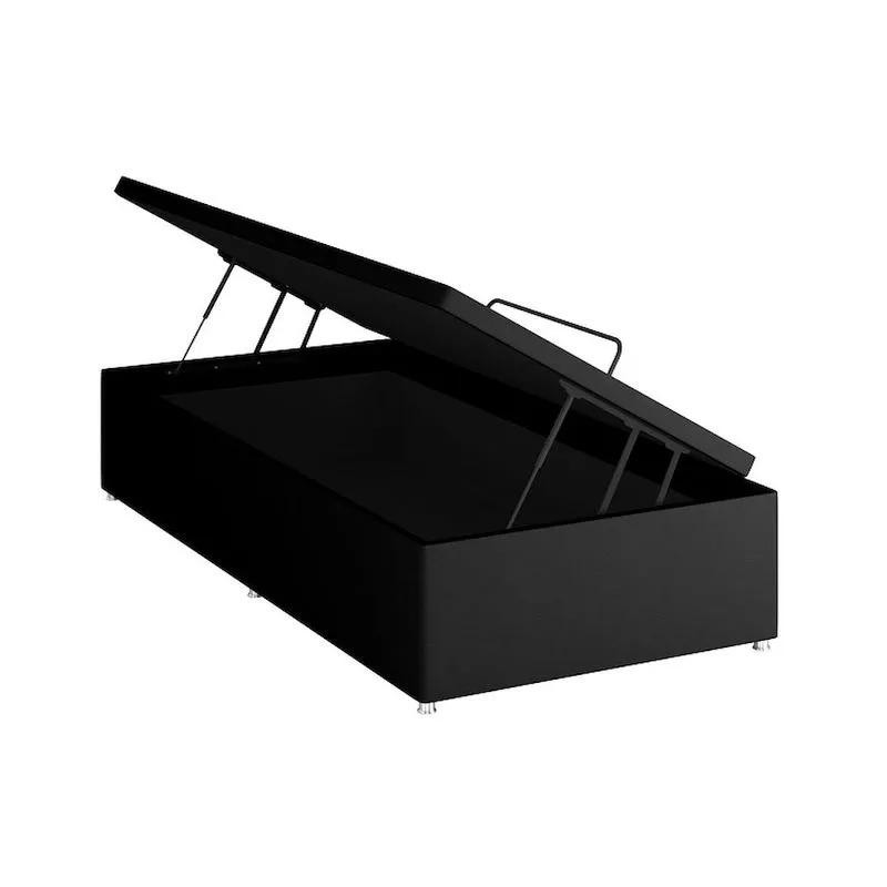 Base Baú Phy Camurça Preto Solteiro (88x188x39) - Ortobom