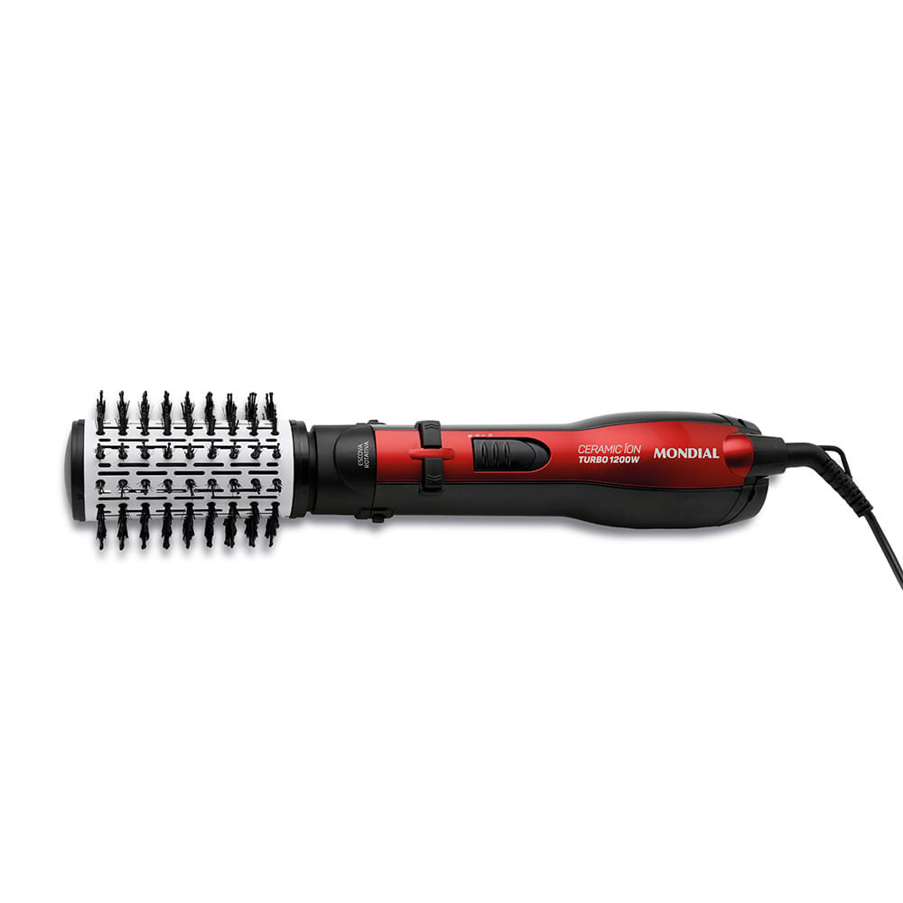 Escova Rotativa Ceramic Íon Turbo Mondial Vermelho e Preto 1200W ER-09