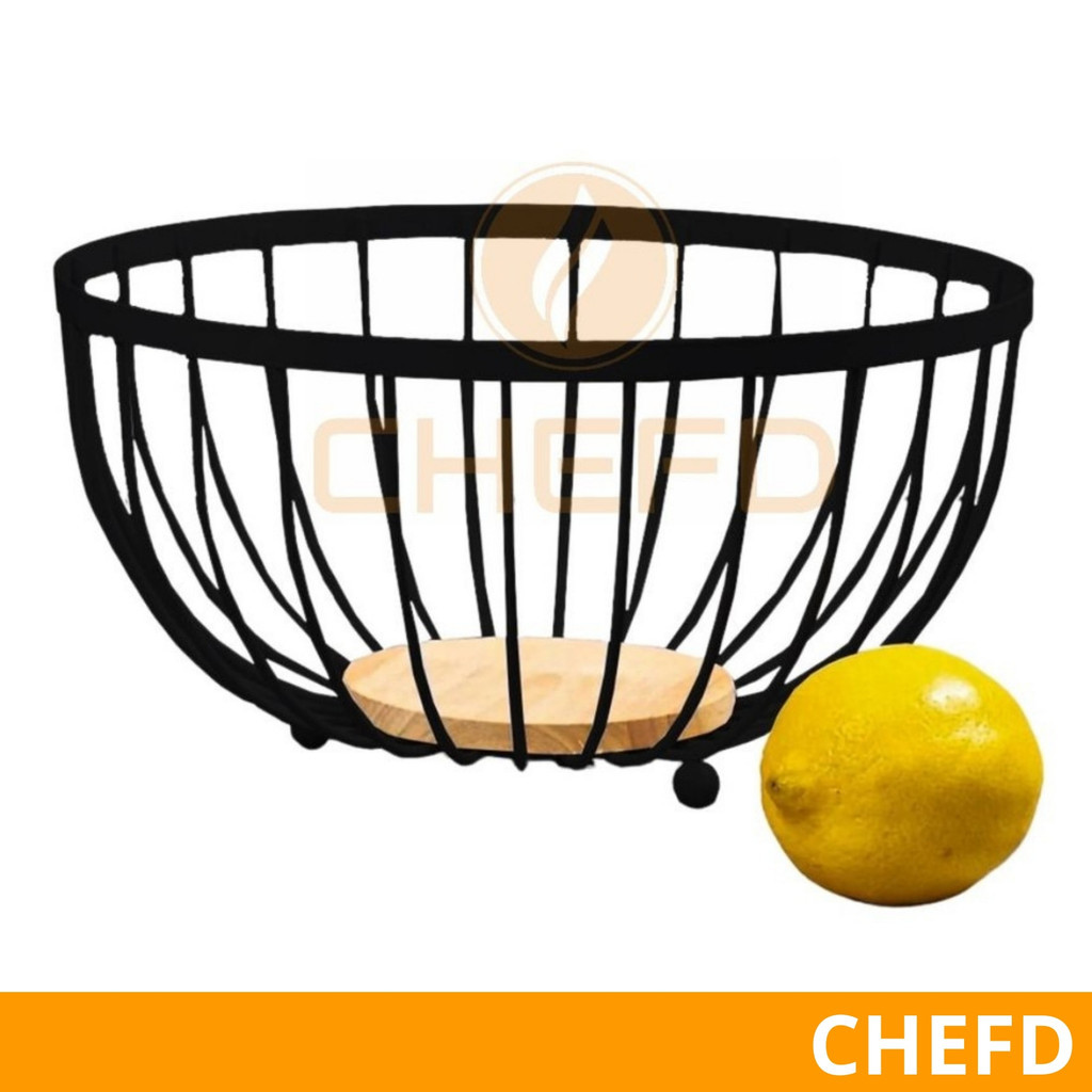 Fruteira de Metal com Fundo de Madeira - Elegância e Funcionalidade na Sua Mesa