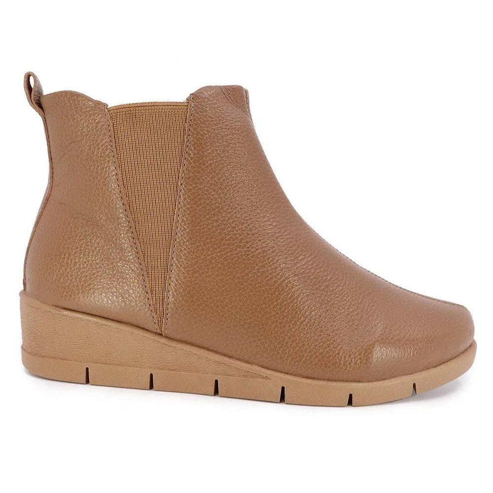 Usaflex Bota Feminina Salto Plataforma Couro Elástico