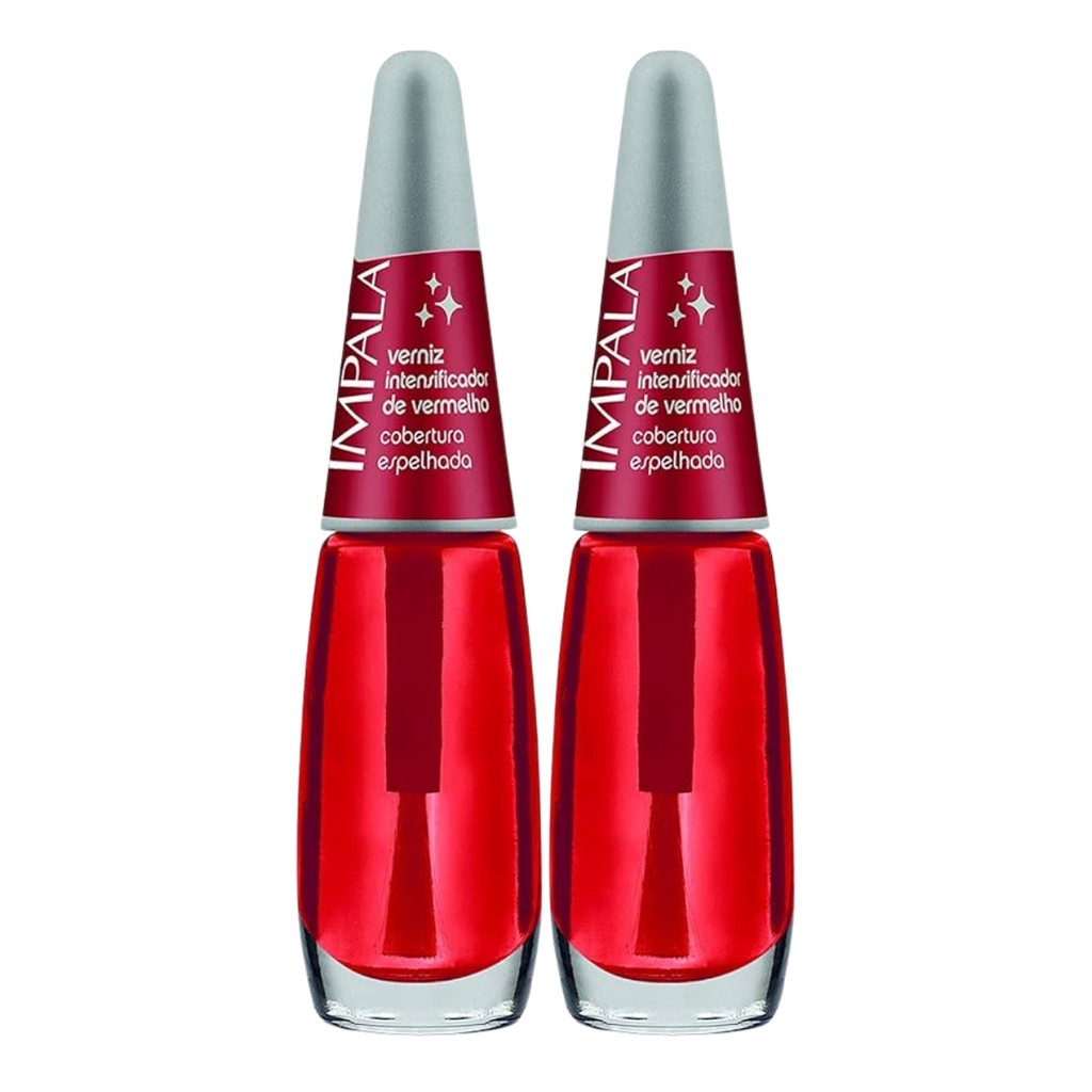 Kit 10 Esmaltes Impala Base Verniz Vermelho Intensificador