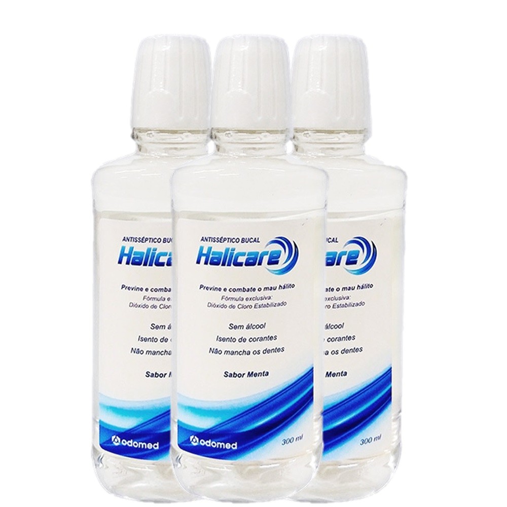 Kit Odomed Halicare - Enxaguante Bucal Antisseptico 300ml (3 Unidades) em Oferta na Shopee
