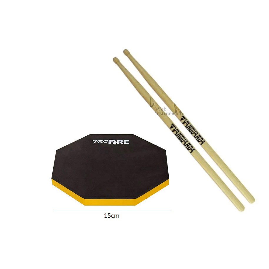 Pad Estudo Treino Praticável Bateria 6" + Par de Baquetas em Oferta na Shopee