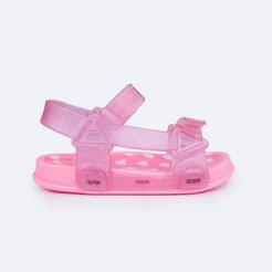Sandália Papete Infantil Pampili Sun Glee Corações Rosa Chiclete Pampili