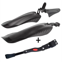 Kit Paralama Bike 3 Peças Com Regulagem + Descanso Lateral Pezinho Regulável Para Bicicleta