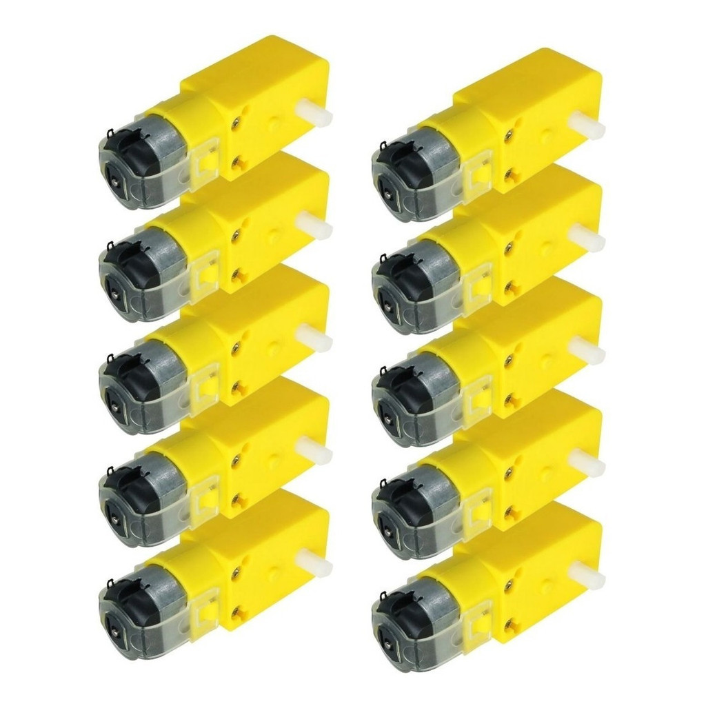 Kit 10  Motor Dc 3-6v Caixa De Redução E Eixo Duplo Robótica  Para Arduino Amarelo