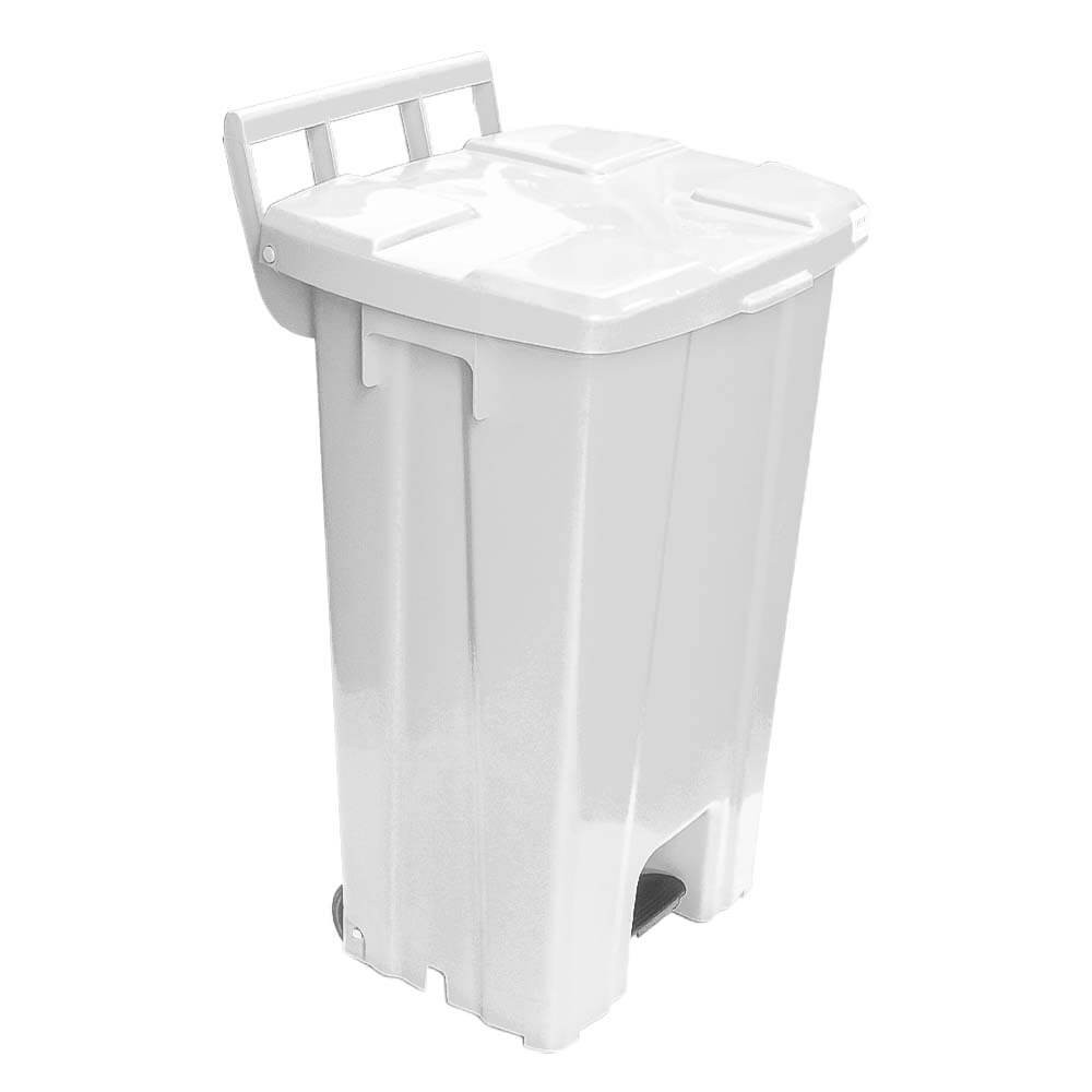 Lixeira 100L quadrada branca com tampa e pedal para cozinhas, restaurantes, hospitais P100B JSN