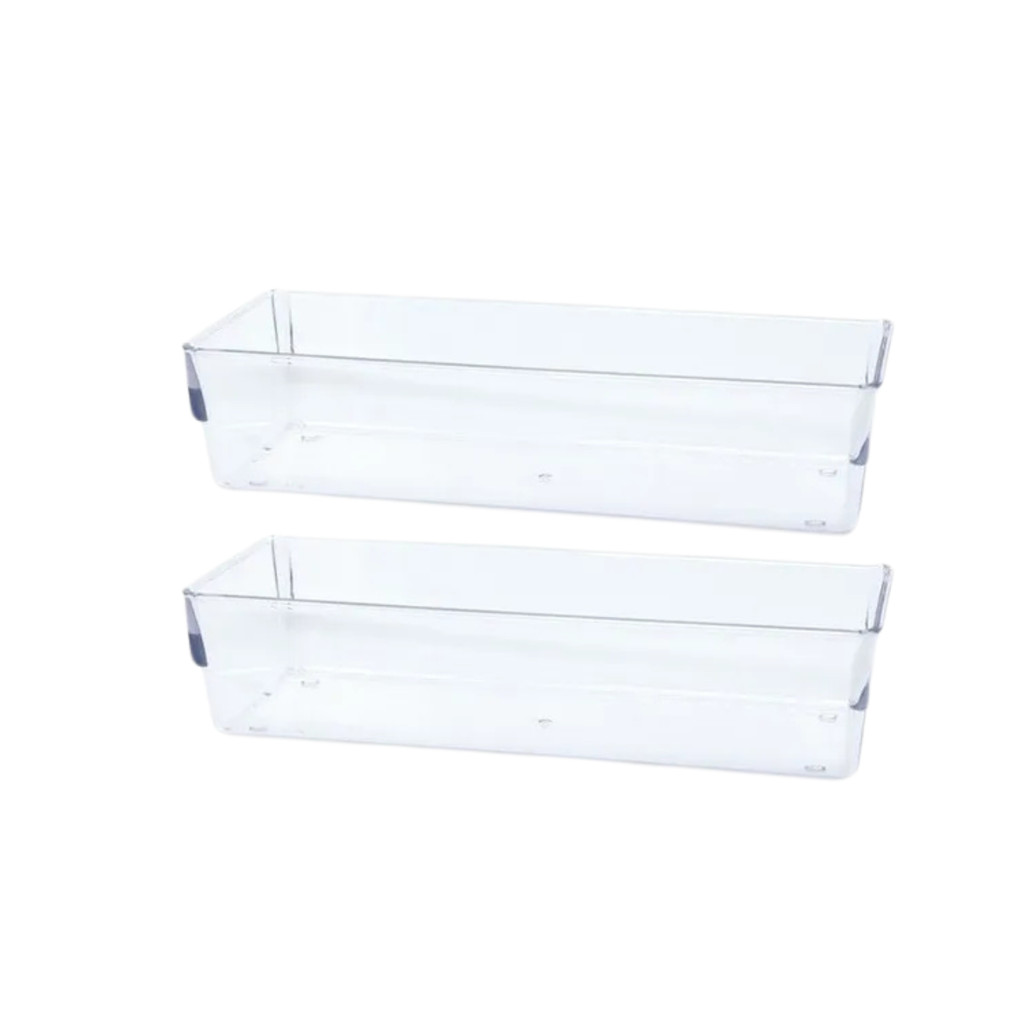 Kit 2 Organizadores Acrílico Cristal Modular Gaveta Cozinha Talher Utensílios M
