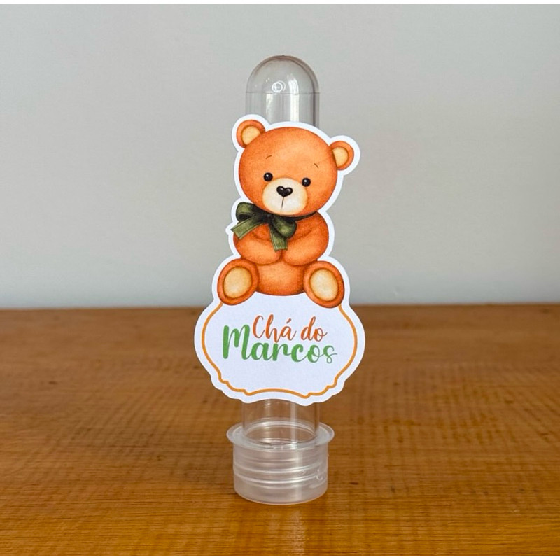 Apliques para Tubetes CHÁ DE BEBÊ URSINHO / Tags com Nome / Personalizados para Lembrancinhas de Aniversário Infantil AS