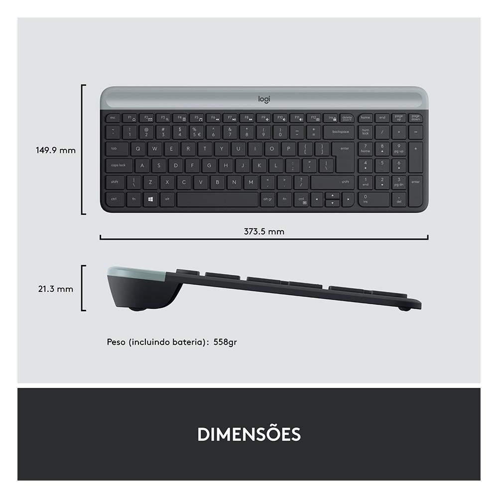 Kit Teclado e Mouse Logitech MK470, Design Slim, Sem Fio, Ambidestro, Clique Silencioso, US, Grafite - 920-009268 — imagem 2 de 2