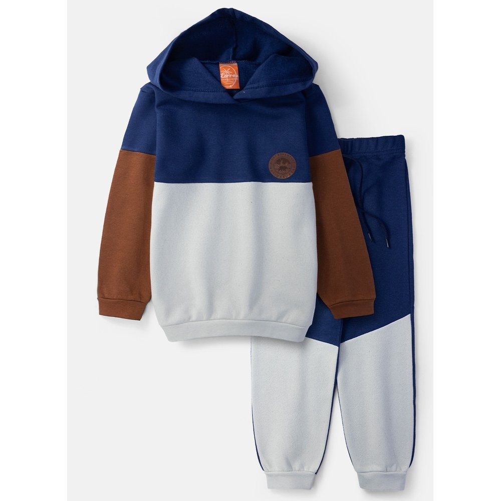 Conjunto Infantil Masculino Moletom Aplique Patch Marinho 0619 - Torrox