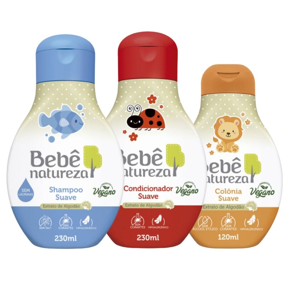 Kit Shampoo 230 Ml + Condicionador  230 Ml + Colônia Linha Suave 120 Ml Bebê Natureza em Oferta na Shopee