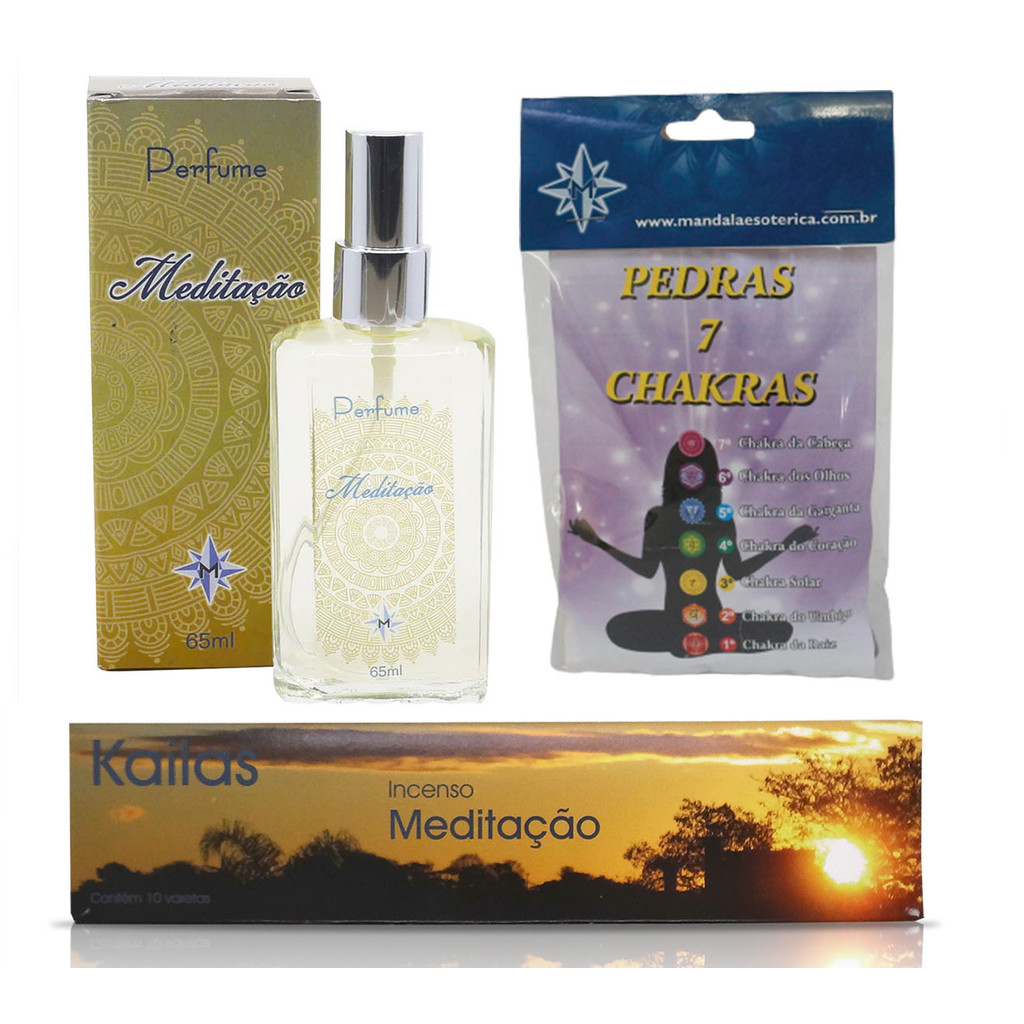 Kit Alinhando os Chakras Perfume Pedra dos Chakras e Incenso