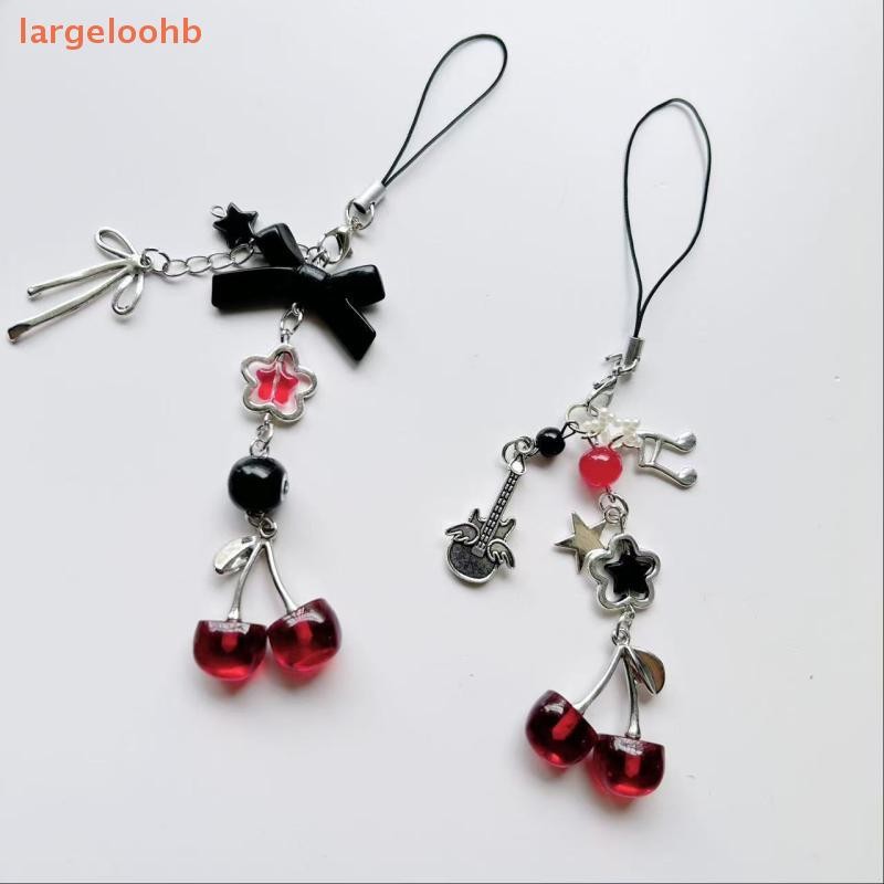 [largeloohb] 1 Peça Encantos Vermelho Cereja Arco Telefone Corrente Chaveiro Y2K Saco Pingente Acessório Presente Namora