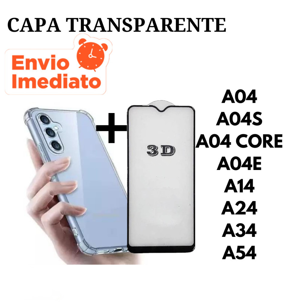 Capa Capinha Anti Impacto + Peliculas 3D Para Samsung A04 A04S A04 CORE A04E A14 A24 A34 A54