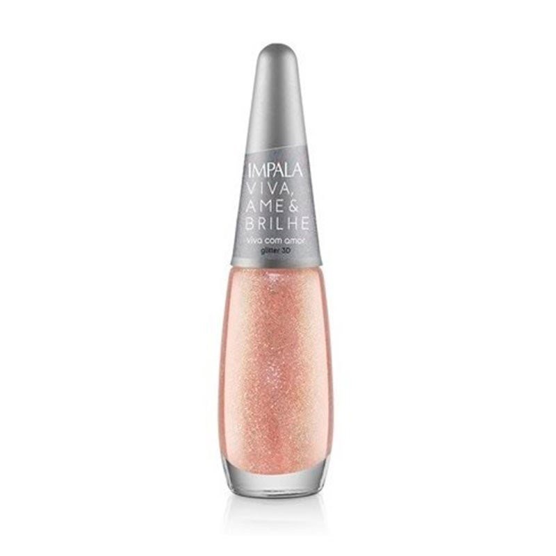 Esmalte Impala Viva, Ame e Brilhe Viva Com Amor Glitter 3D - Beauty