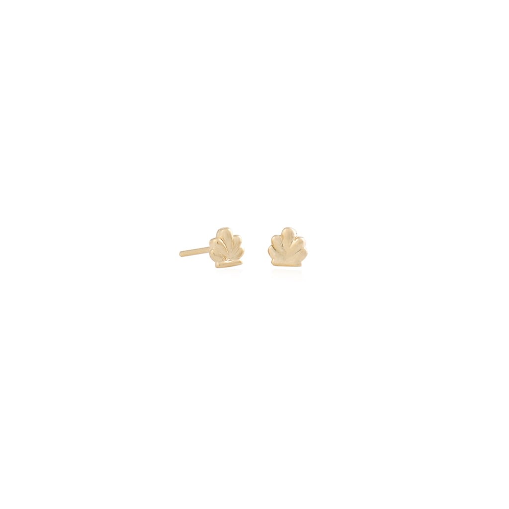 Brinco Infantil Prata 925 Concha Lisa Banhado a Ouro 18K