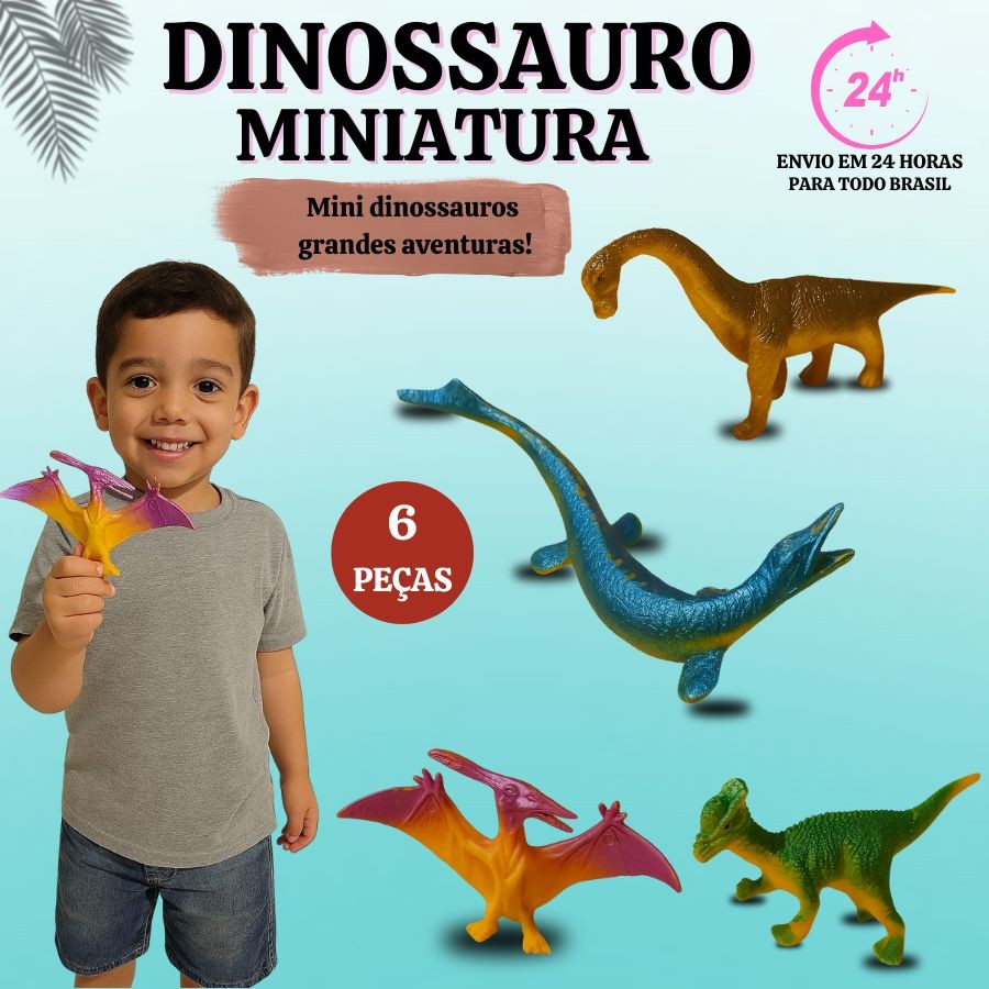 Dinossauro Brinquedo Kit 6 Unidades Mini Jurassic Sortidos Colorido Dino