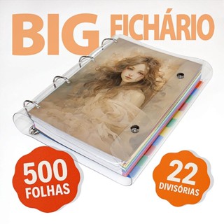Big Fichário Universitário 500 folhas + Divisórias Sonhos Bege em Oferta na Shopee