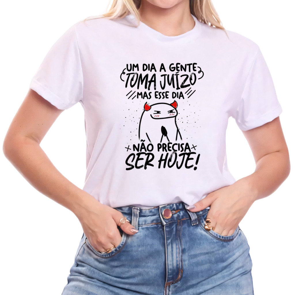 T-shirt Blusinha T-shirt Feminina Para Carnaval 2024 Flork Um dia Diversas Estampas