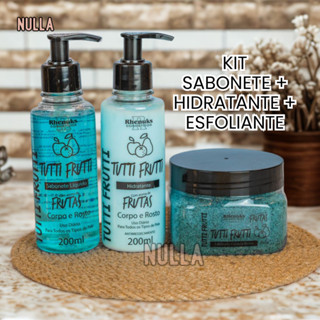 KIT SABONETE + HIDRATANTE + ESFOLIANTE TUTTI FRUTTI CORPO E ROSTO RHENUKS em Oferta na Shopee