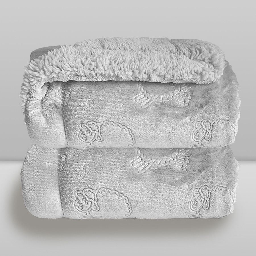 Cobertor Bebê Plush com Sherpa Ferrete 0,90 x 1,10 Cinza