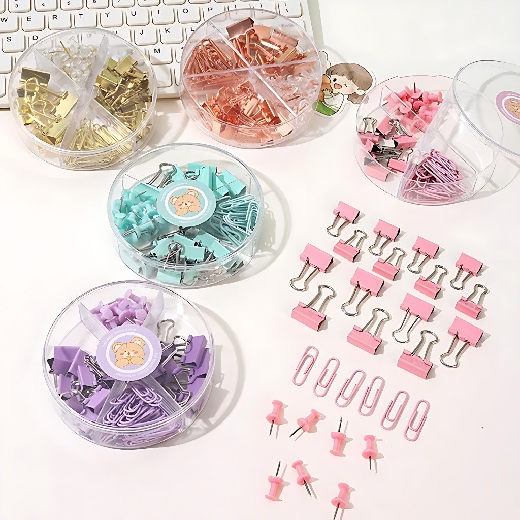 Material de Escritório Organização Planner Alfinete Clip Prendedor Tachinhas Escolar em Oferta na Shopee