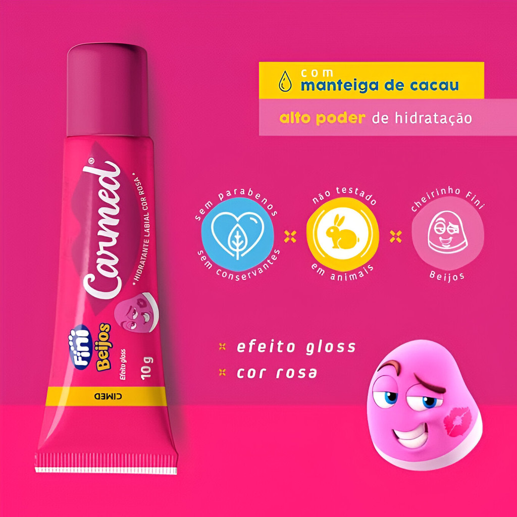 Carmed Fini Beijos Cor Rosa Hidratante Labial 10g