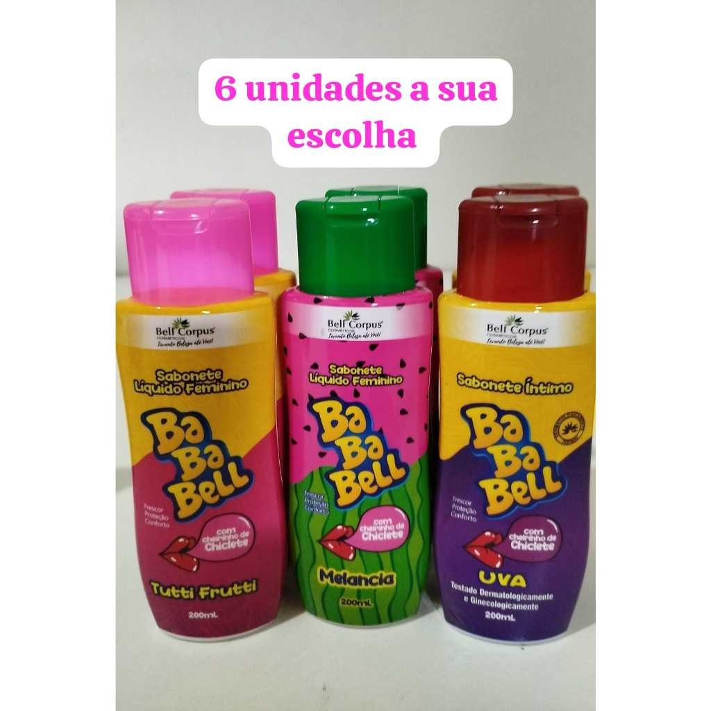 Kit 6 Sab Líquido Íntimo Bababell Tutti Frutti + Uva + Melancia - 200ml -  ORIGINAL Bell Corpus em Oferta na Shopee