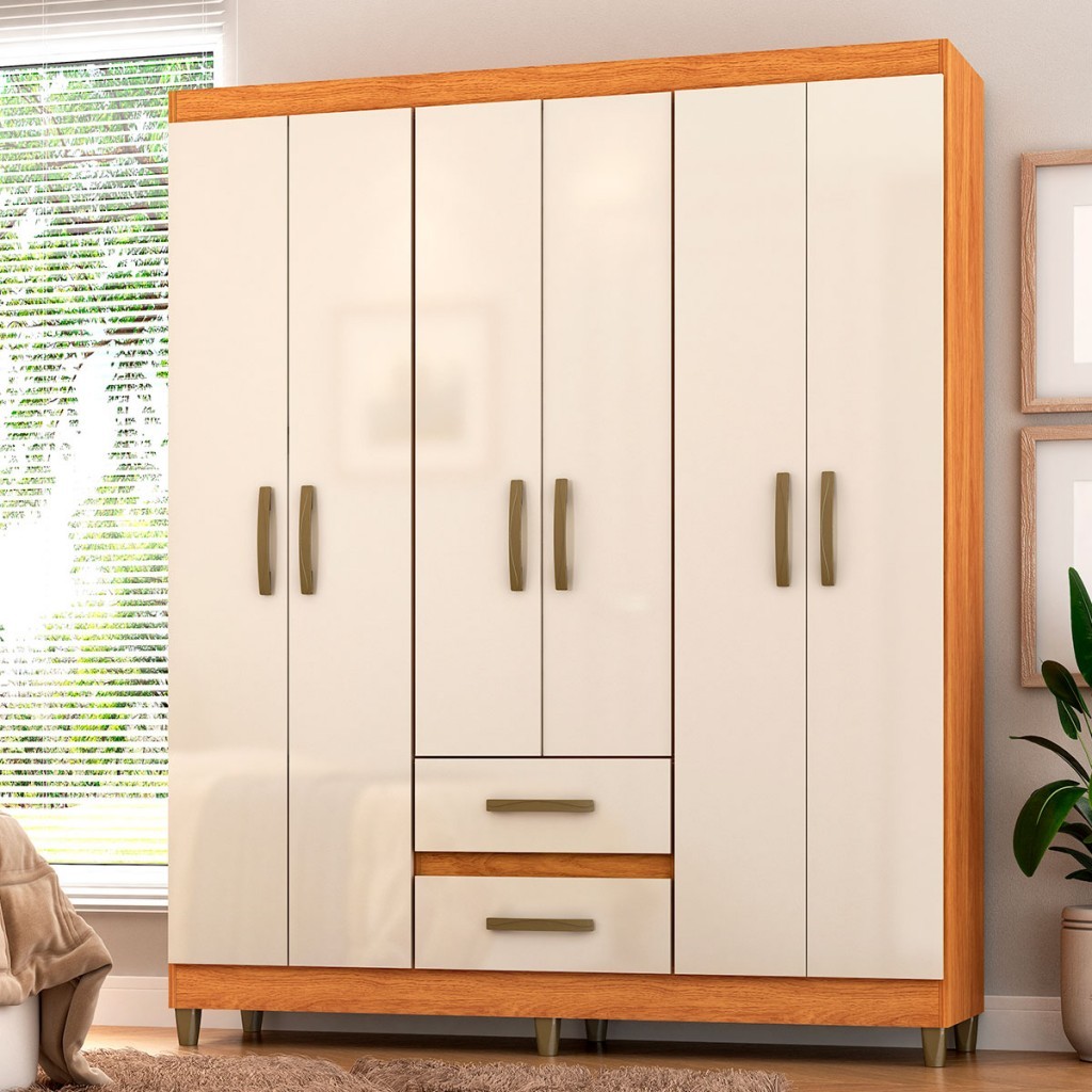Guarda-Roupa Solteiro Essenza 6 Portas 2 Gavetas - Pnr Móveis em Oferta na Shopee