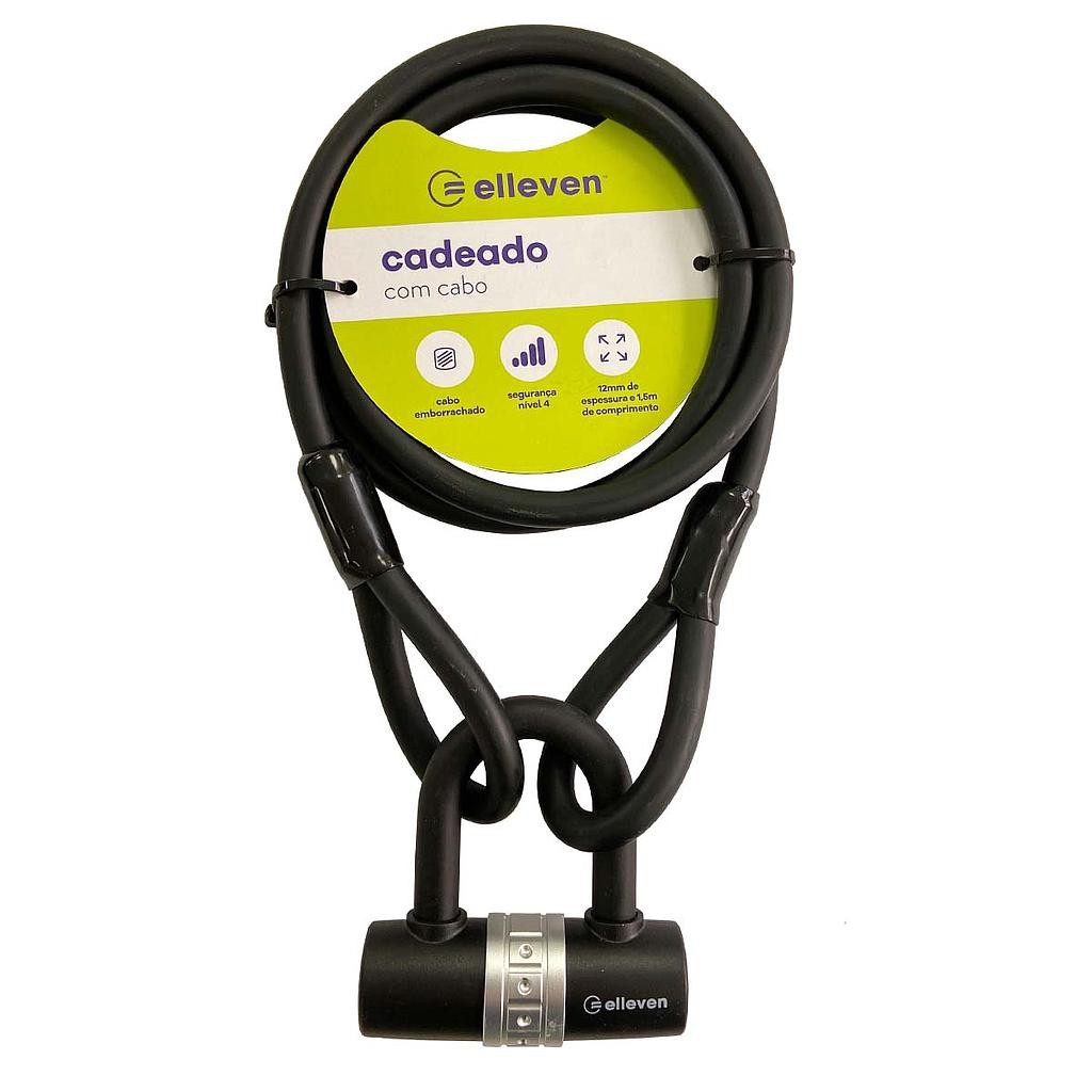 Cadeado Bike U Lock Trava C/ Cabo Aço 1,5mt X 12mm Elleven em Oferta na Shopee
