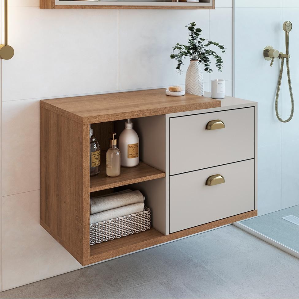Gabinete de Banheiro Helena 2 GV Mel e Arenas em Oferta na Shopee