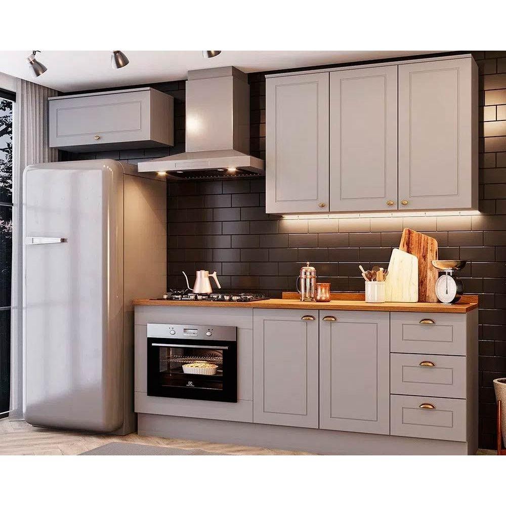 Kit Cozinha Modulada 6 Peças Americana (2Aéreos+2Balcões+2Complementos) CZ151 Cinza - Henn em Oferta na Shopee